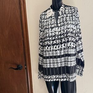 Anne Klein Monochrome Abstract Blouse